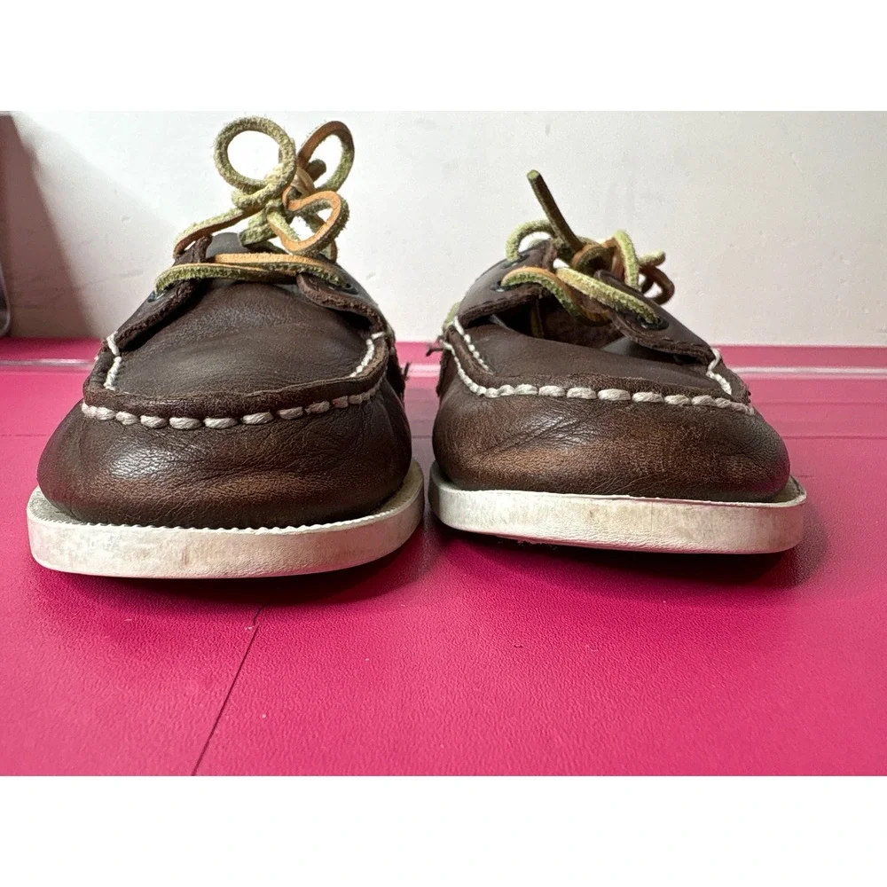 Sperry Boys Authentic Original Brown Leather Boat Shoes 12.5M Preppy Nautical‎